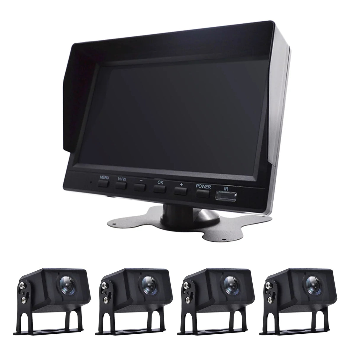 7" Monitor DVR Driving Video Recorder for RV Truck Bus+4 Rear View Backup Camera