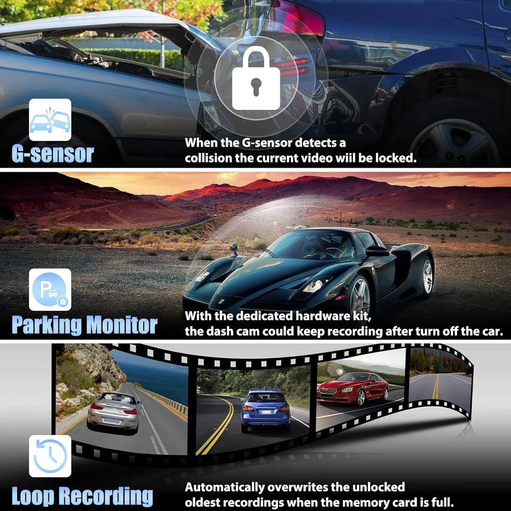 Mirror Dash Cam for Cars,4.5" Rear View Mirror 1080P Front and Rear View Dual Cameras,Sizeuper Night Vision,Parking