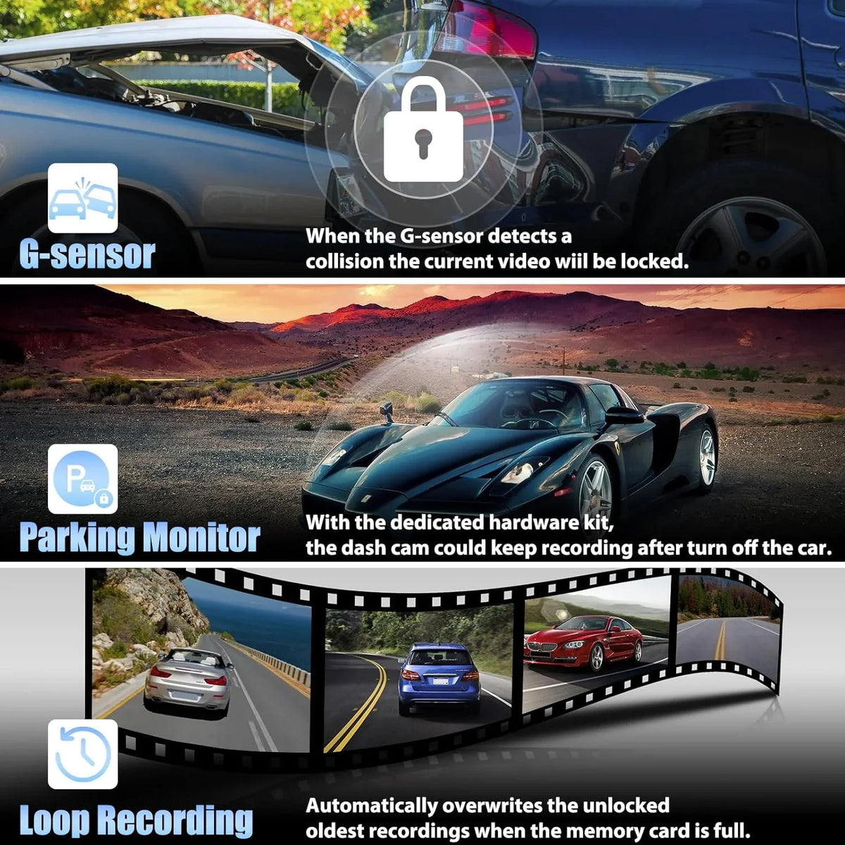 Mirror Dash Cam for Cars,4.5" Rear View Mirror 1080P Front and Rear View Dual Cameras,Sizeuper Night Vision,Parking