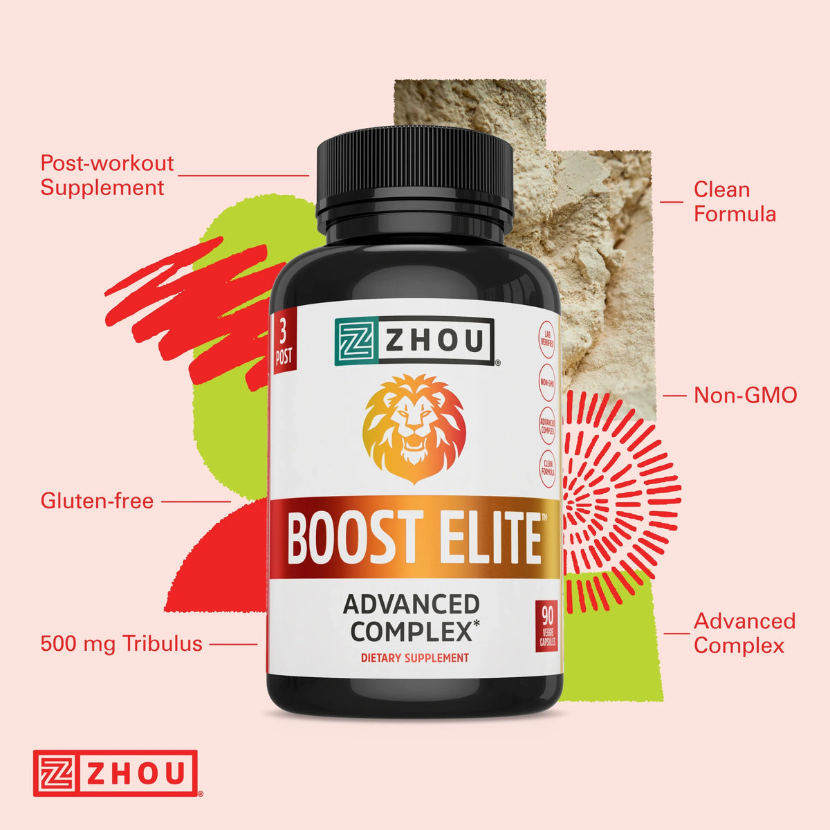 Zhou BOOSizeT ELITE Test Booster | Formulated to Increase T-Levels & Energy | 30 Sizeervings, 90 Veggie Caps