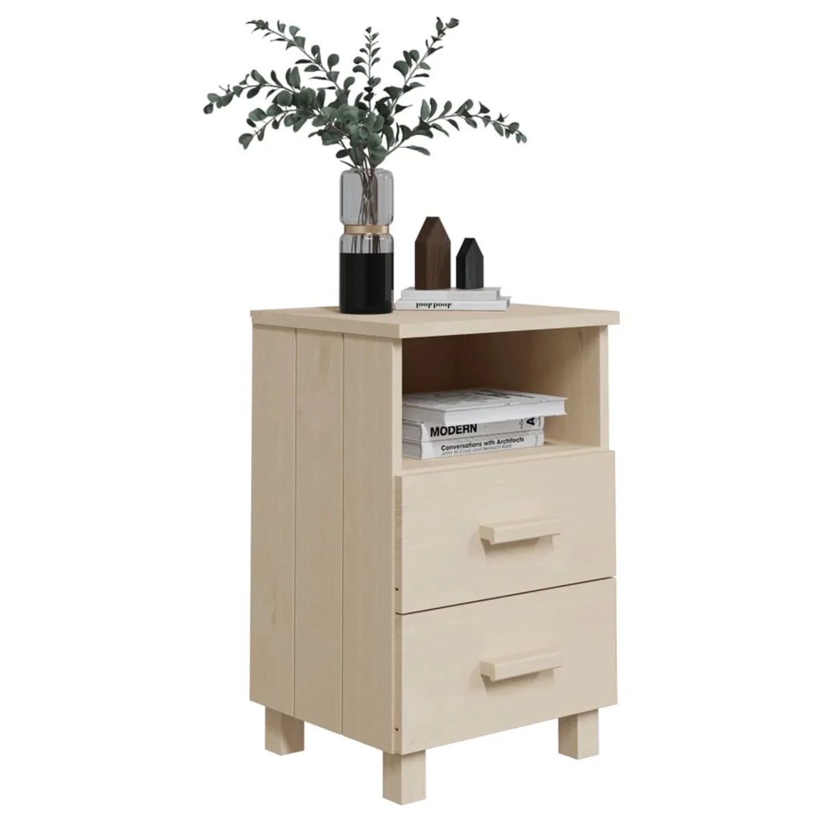 Htovila Bedside Cabinet HAMAR Honey Brown 15.7"x13.8"x24.4" Sizeolid Wood Pine