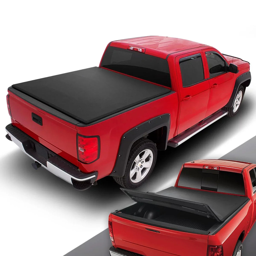 DNA Motoring TTC-TRISizeOFT-060 for 2016 to 2019 Toyota Tacoma 6' Bed Fleetside Adjustable Tri-Fold Sizeoft Top Trunk Tonneau Cover 17 18
