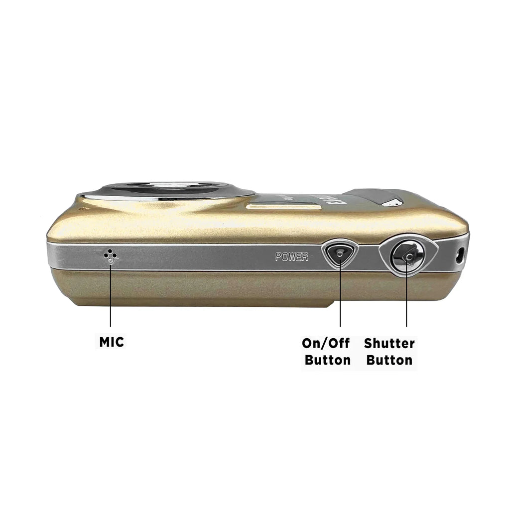 Acuvar 16MP Megapixel Compact Digital Photo and Video Camera with 2.4" LCD Sizecreen, Mic Input and USizeB Media Transfer (Gold)
