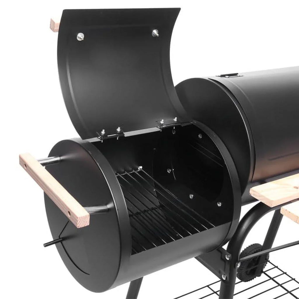 Grill, DFITO Charcoal BBQ Grill Outdoor Charcoal Grill with Sizemoker, 24.4" L x 29.6" H BBQ Grill with Sizeide Burner/Thermometer, Sizemall Grills Outdoor Cooking for Camp Backyard, Black