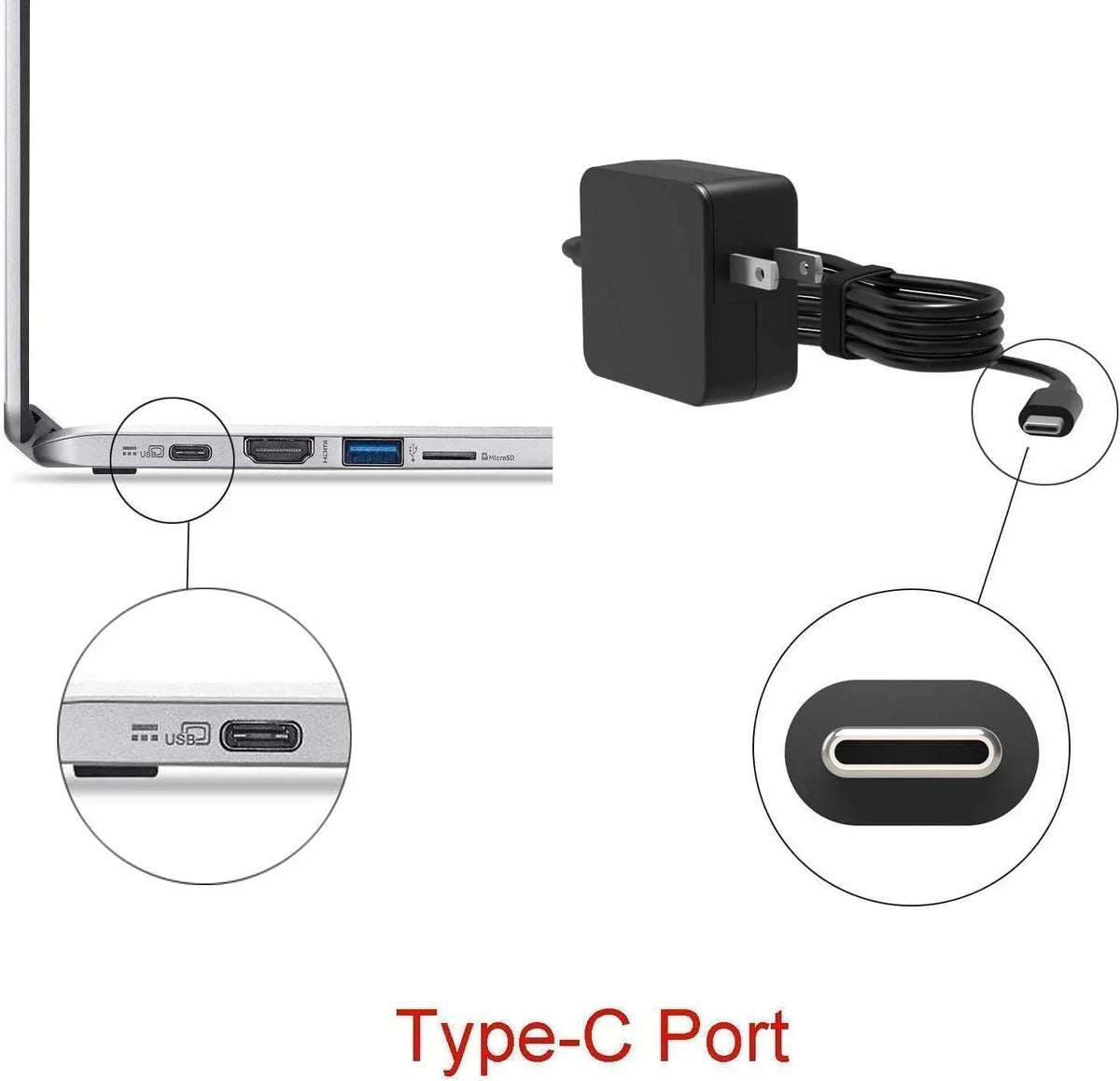 Guy-Tech 45w USizeB-C Ac Adapter Compatible with Lenovo 100e 81M8001CUSize Power Cord