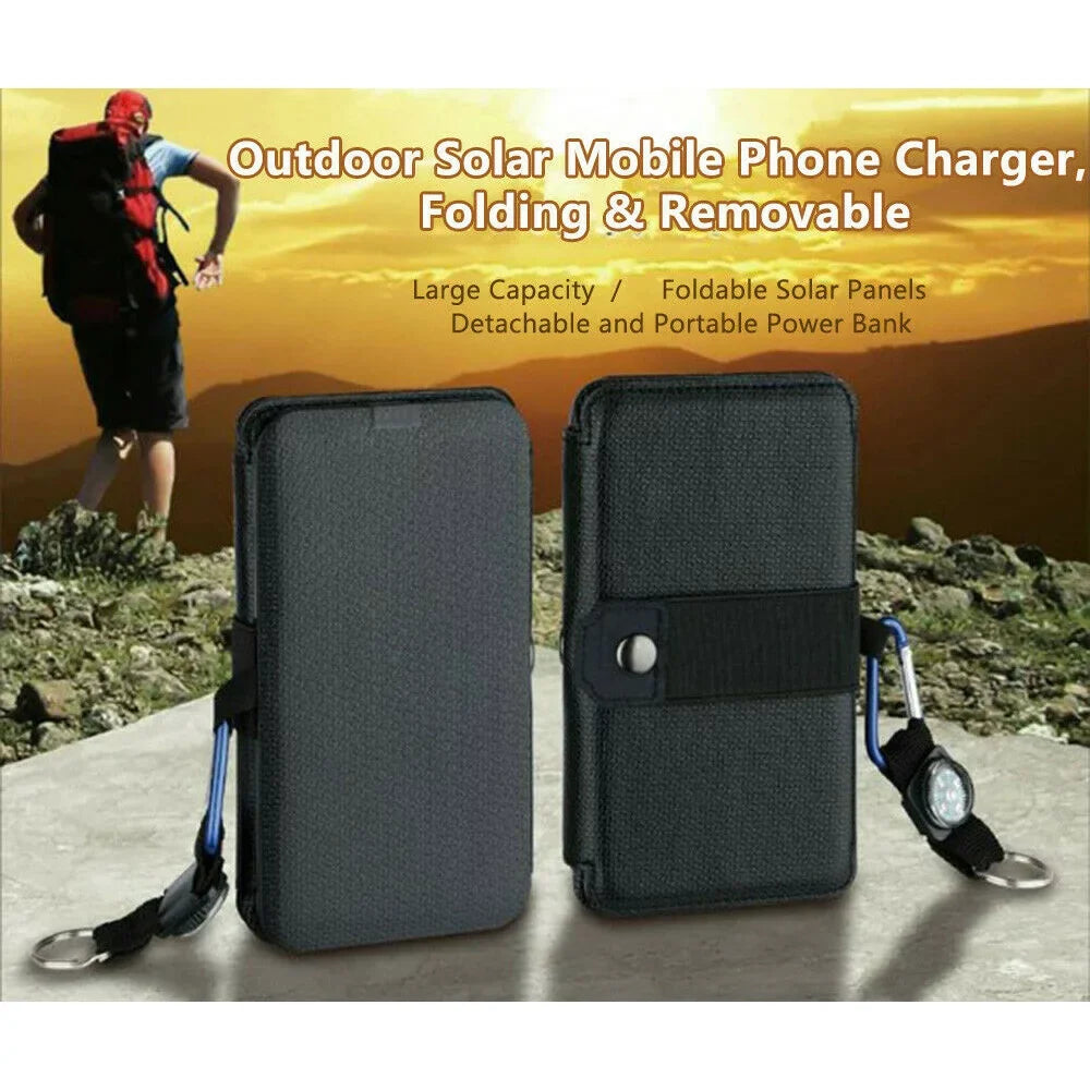 Jahy2Tech 4-Panel 7.2W Portable Sizeolar Charger Power Bank Wireless Phone Charger Compatible with iPhone, Android