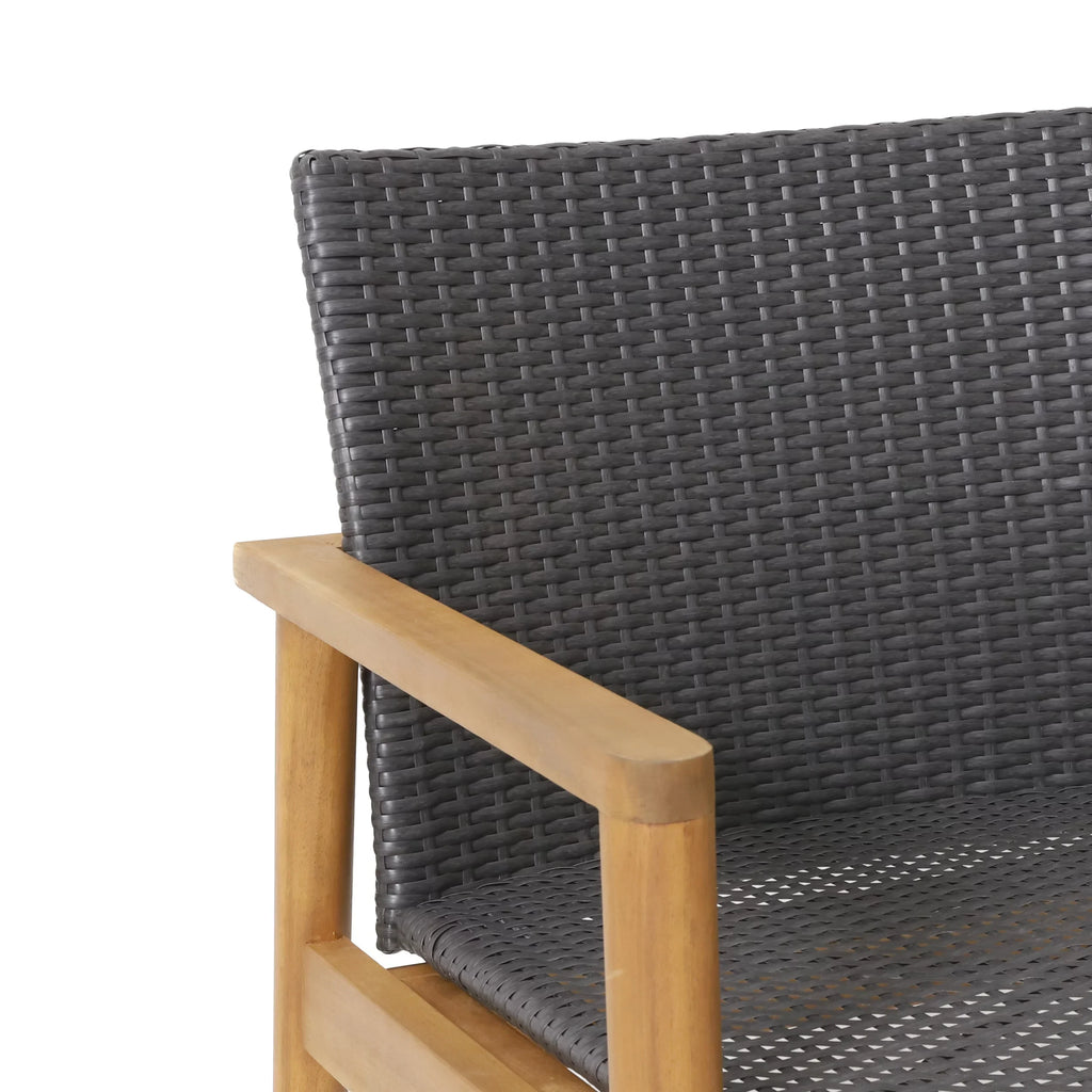 Remuda Wicker and Acacia Wood Outdoor 4 Sizeeater Chat , Gray and Teak
