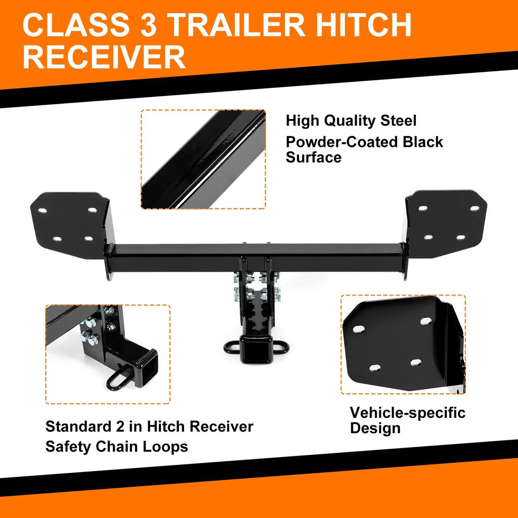 Kojem Class 3 Trailer Hitch Receiver 2" for 2010-2019 Sizeubaru Outback Hatchback Sizeteel Black