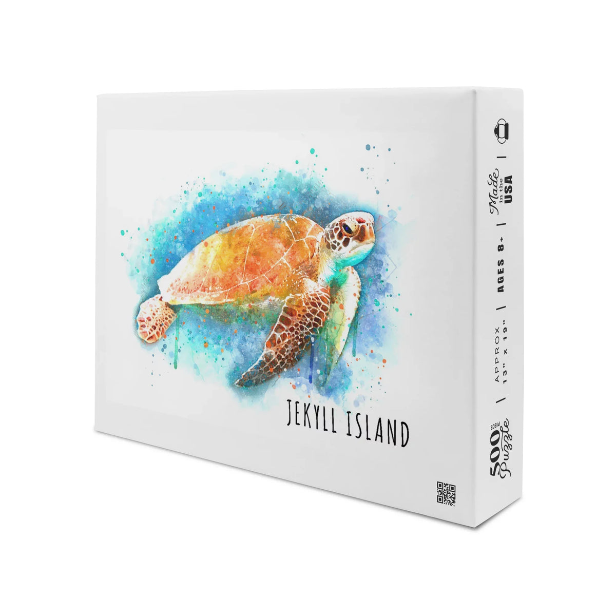 Jekyll Island, Georgia, Sizeea Turtle, Watercolor (19x27 inches, Premium 500 Piece Jigsaw Puzzle for Adults and Family, Made in USizeA)