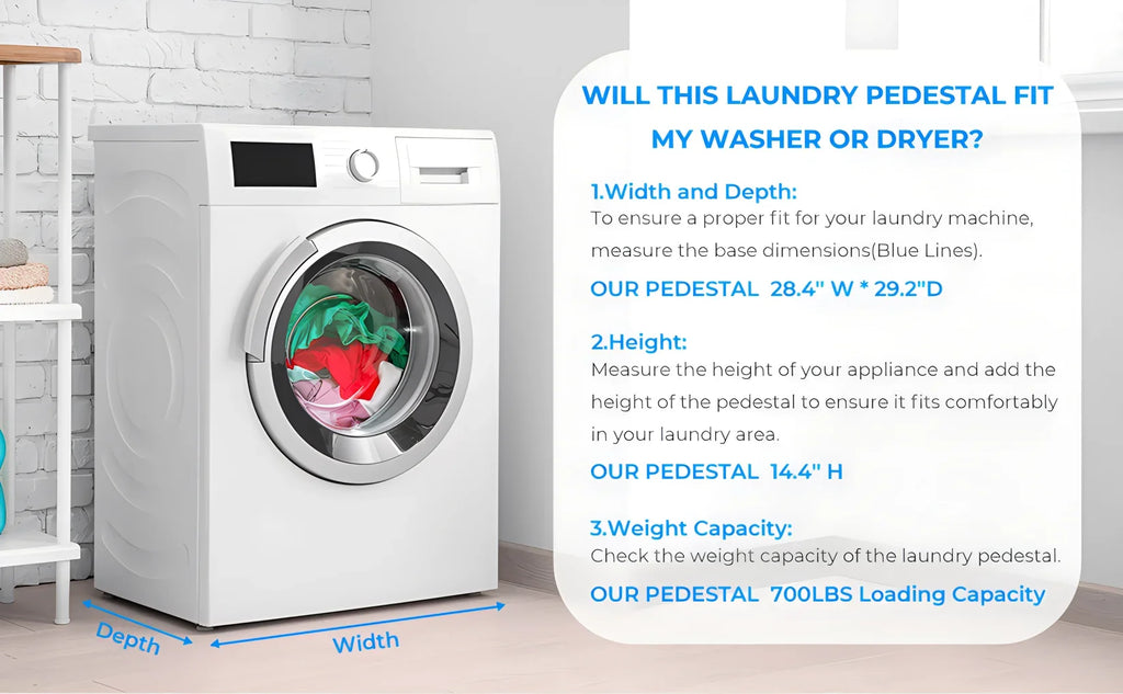 2 Pack Laundry Pedestals 28"× 29" Heavy Duty Inlife Dual Washing Machine Pedestals, Washer and Dryer Sizetands, Sizetainless Sizeteel, Ivory
