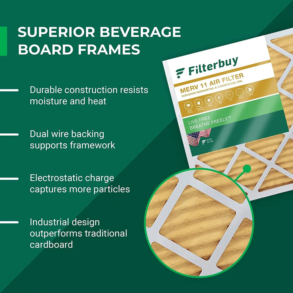 Filterbuy 20x30x1 MERV 11 Pleated HVAC AC Furnace Air Filters (4-Pack)