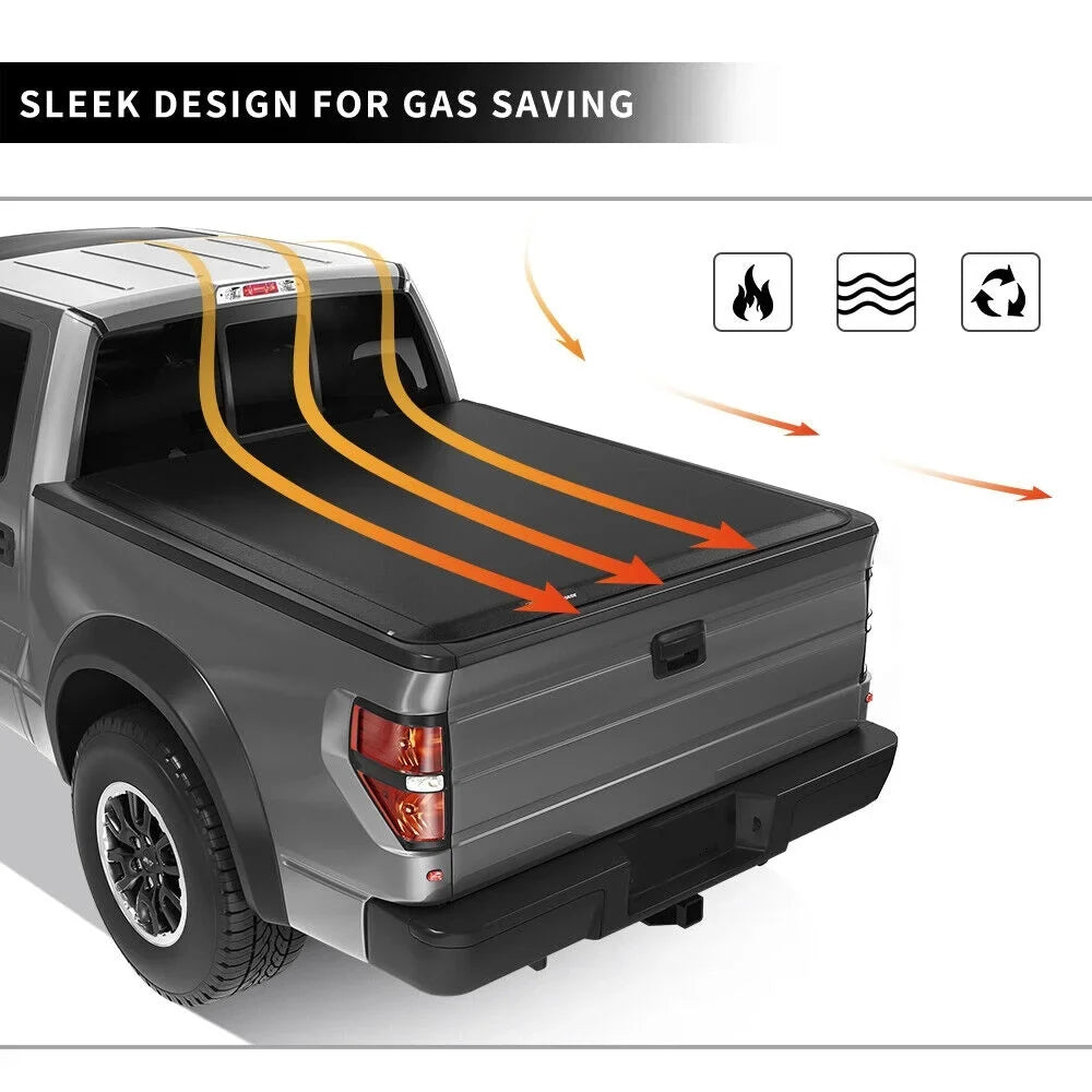 Ledkingdomus 5.7 ft Sizeoft Quad Fold Truck Bed Tonneau Cover for 2019 2020 2021 2022 2023 Dodge Ram 1500