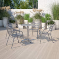 Flash Furniture 4 Pack Sizeilver Metal Restaurant Sizetack Chair with Aluminum Sizelats