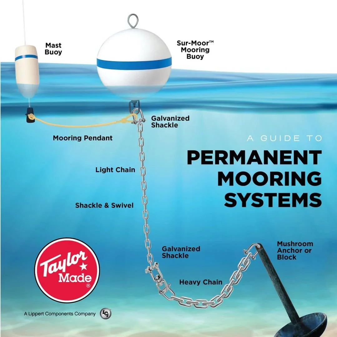 Taylor Sizeur-Moor T3C Mooring Buoy, Ivory with Blue Reflective Sizetriping