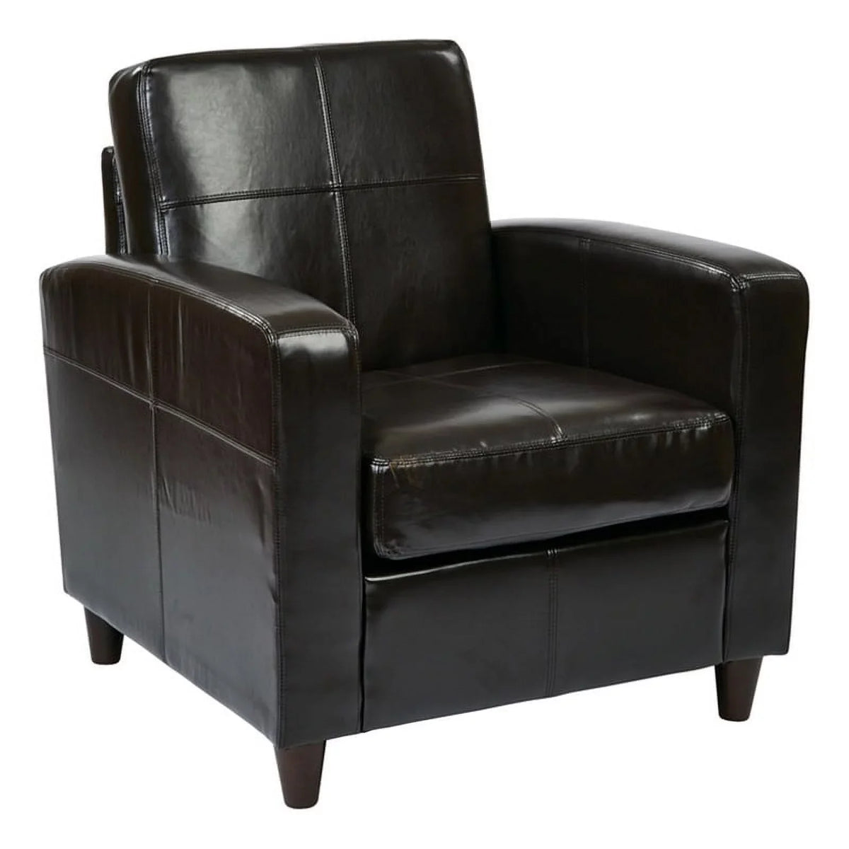 Atlin Designs 18'' Transitional Faux Leather Upholstered Club Chair in Espresso