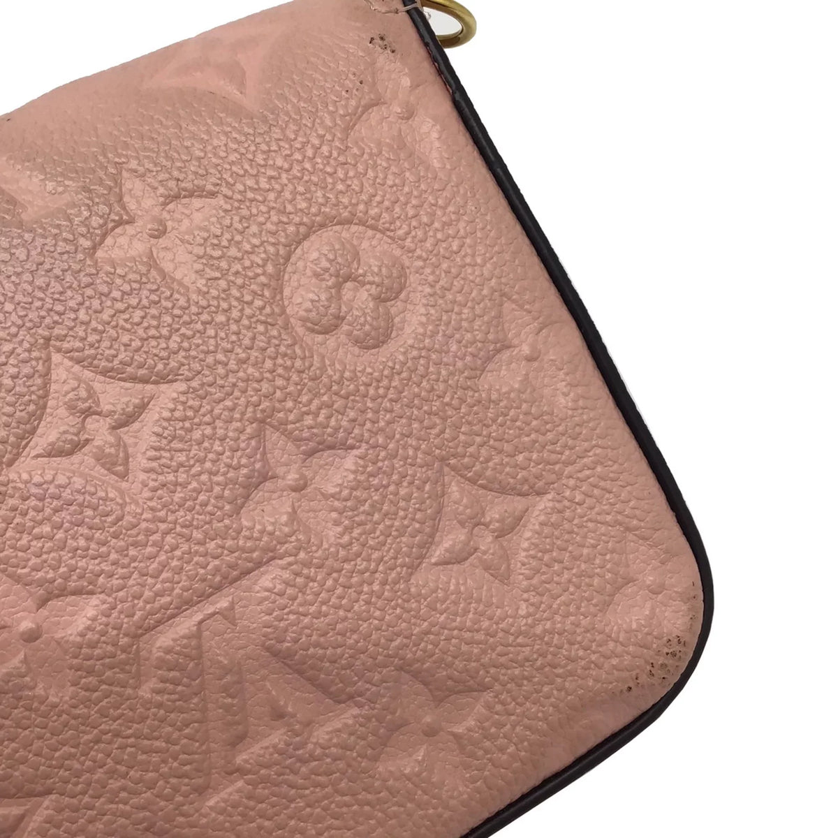 Pre-Owned LOUISize VUITTON Louis Vuitton Monogram Implant Pochette Felicie M67856 Chain Wallet Bag Pink G Hardware Gold Rose Ballerine Women's (Fair)