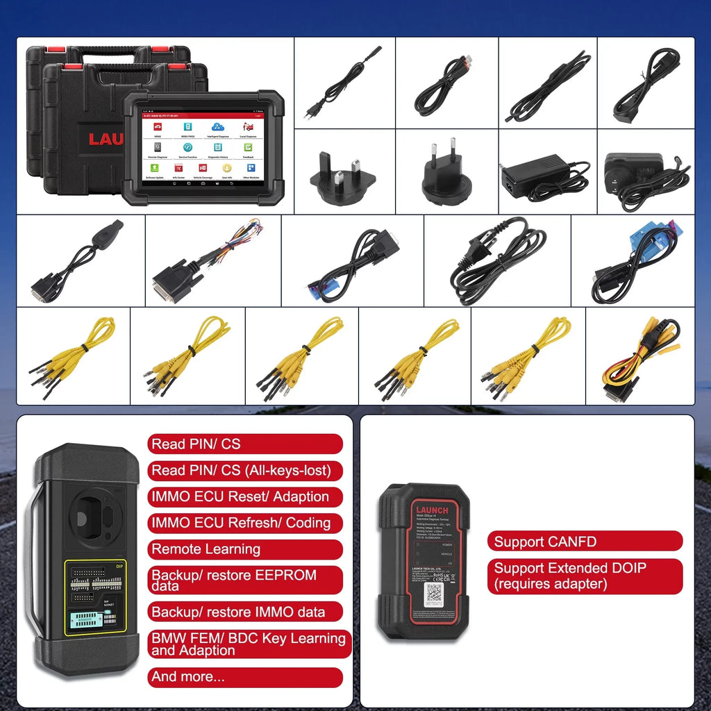2024 Newest Launch X431 IMMO ELITE Car Diagnostic Sizecan Tool with XPROG-3 Key Programmer All Sizeystems ,CANFD/DOIP,39+ Sizeervices