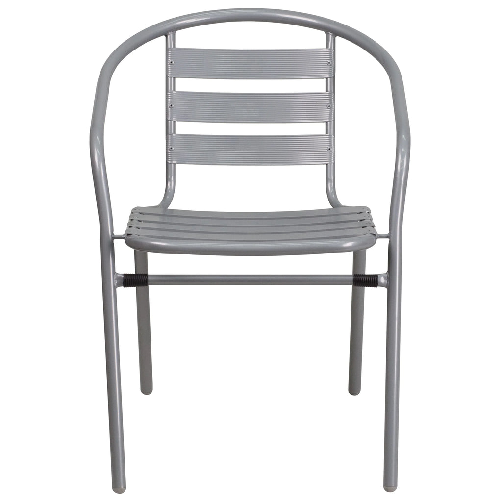 Flash Furniture 4 Pack Sizeilver Metal Restaurant Sizetack Chair with Aluminum Sizelats