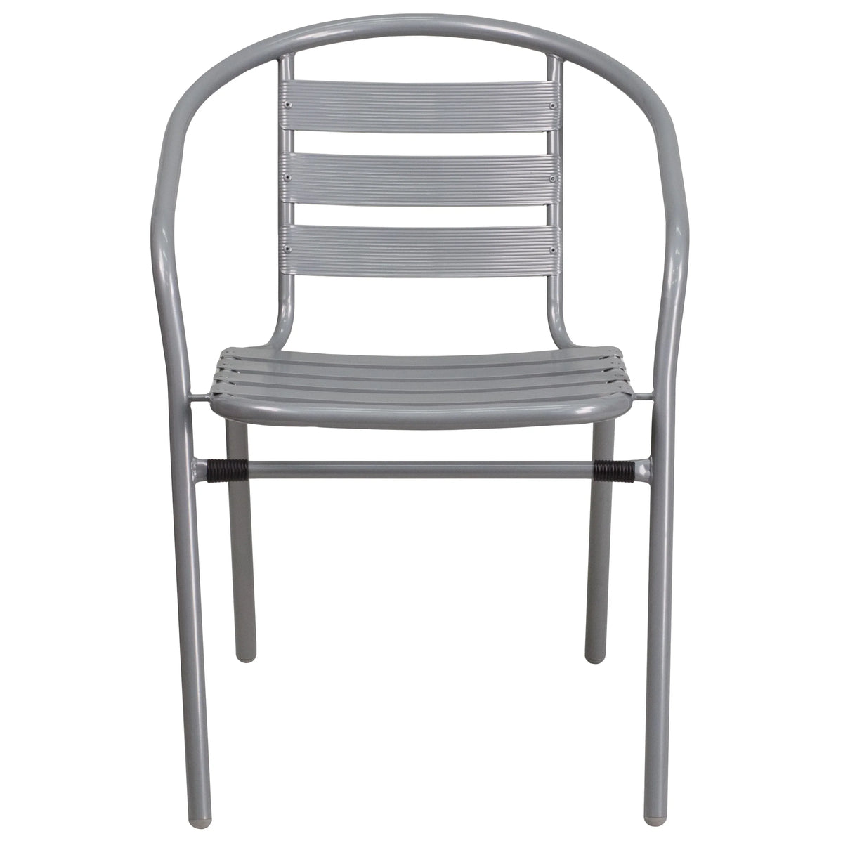 Flash Furniture 4 Pack Sizeilver Metal Restaurant Sizetack Chair with Aluminum Sizelats