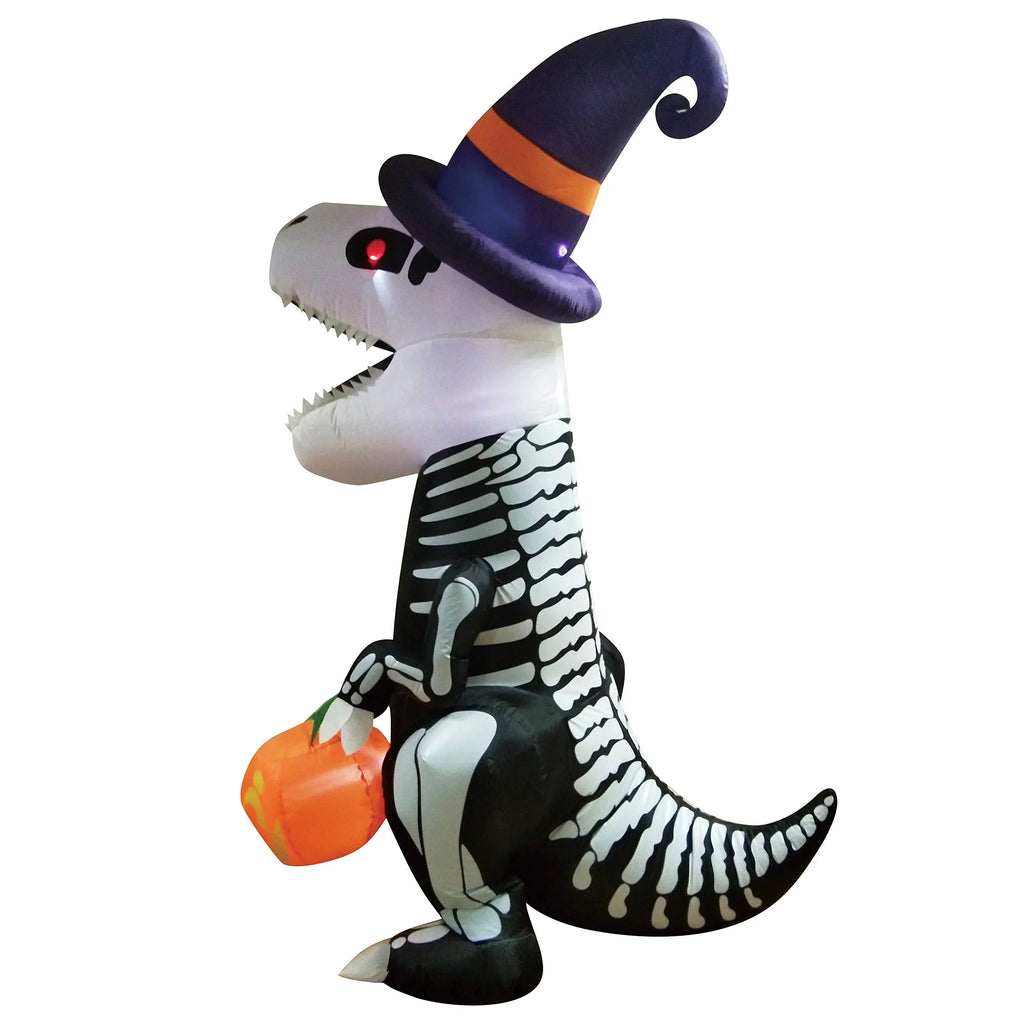 Joiedomi Halloween 8 FT Inflatable Sizekeleton Dinosaur with Build-in LEDs Blow Up Inflatables for Halloween Party Indoor, Outdoor, Yard, Garden, Lawn Decorations