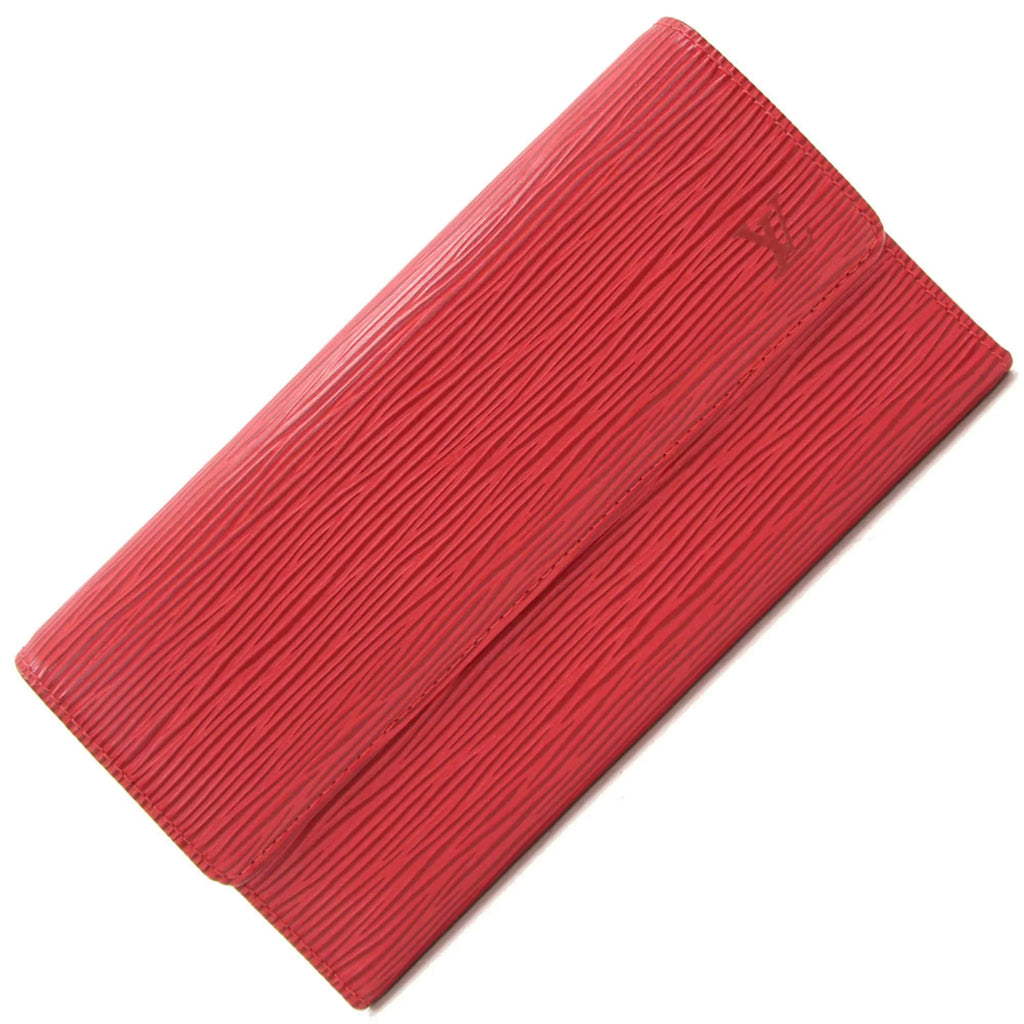 Pre-Owned Louis Vuitton Tri-Fold Wallet Epi Porto Tresor International M63387 Castilean Red Ladies (Good)