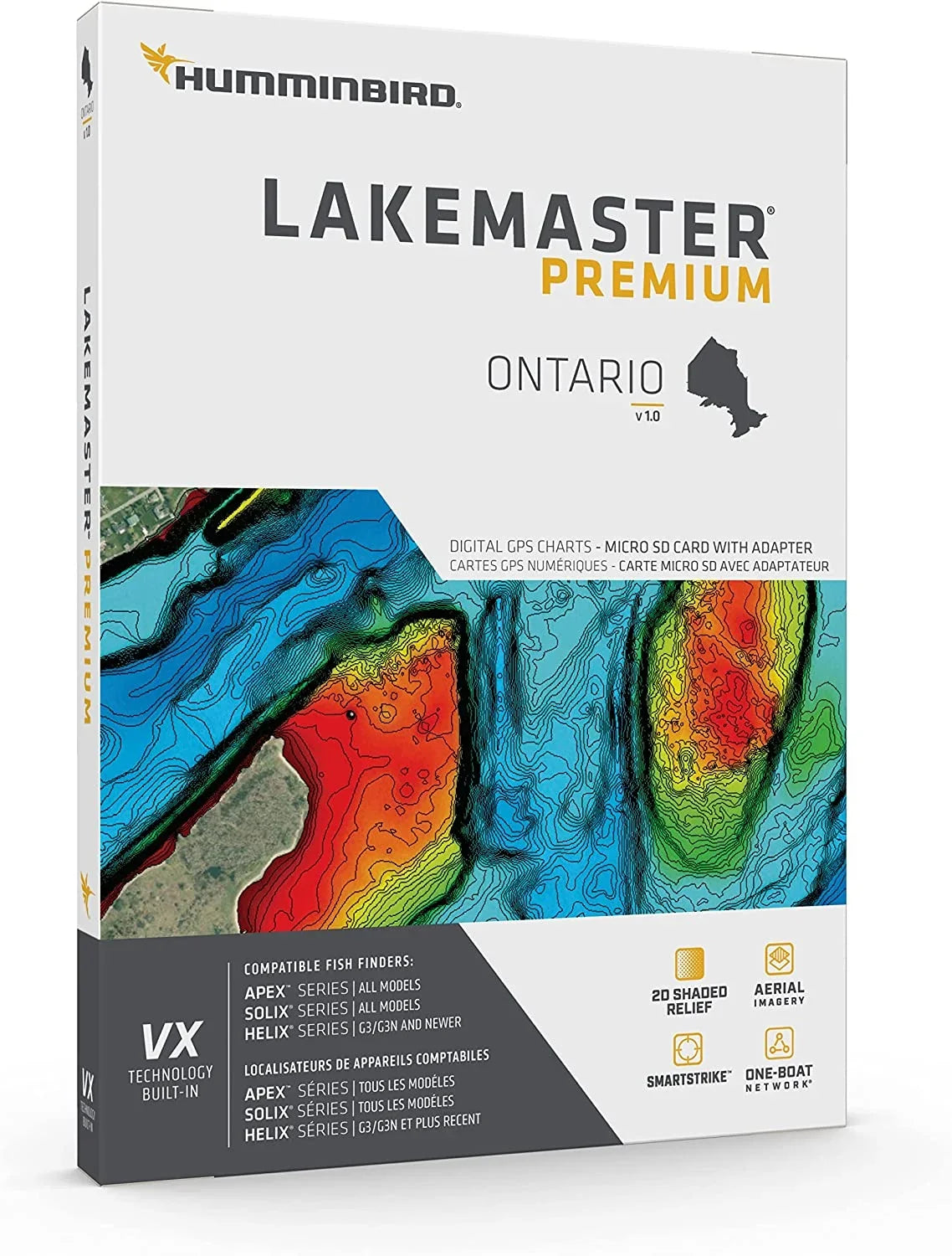Humminbird LakeMaster Premium Ontario V1 One Boat Network VX Technology