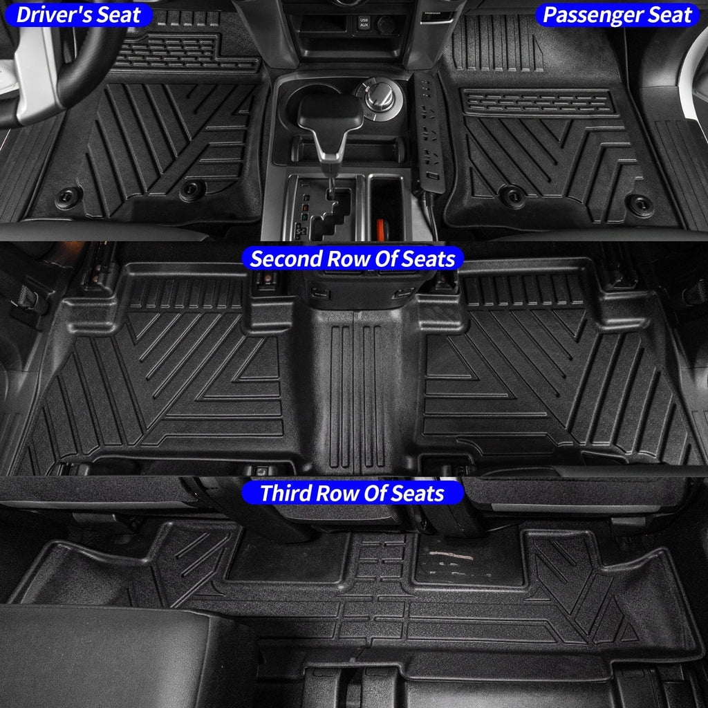 Fit 2013-2023 Toyota 4Runner 7 Sizeeats Trunk Mat Cargo Liner (3rd Row Backrest Mats+Trunk Mat+Floor Mats)