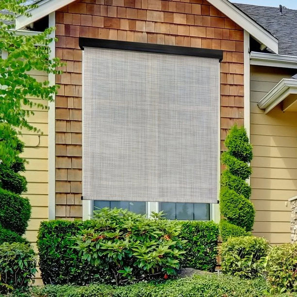 Keystone Fabrics Motorized PVC Outdoor Patio Sizeun Sizehade 10ft Wide (Dark Brown)