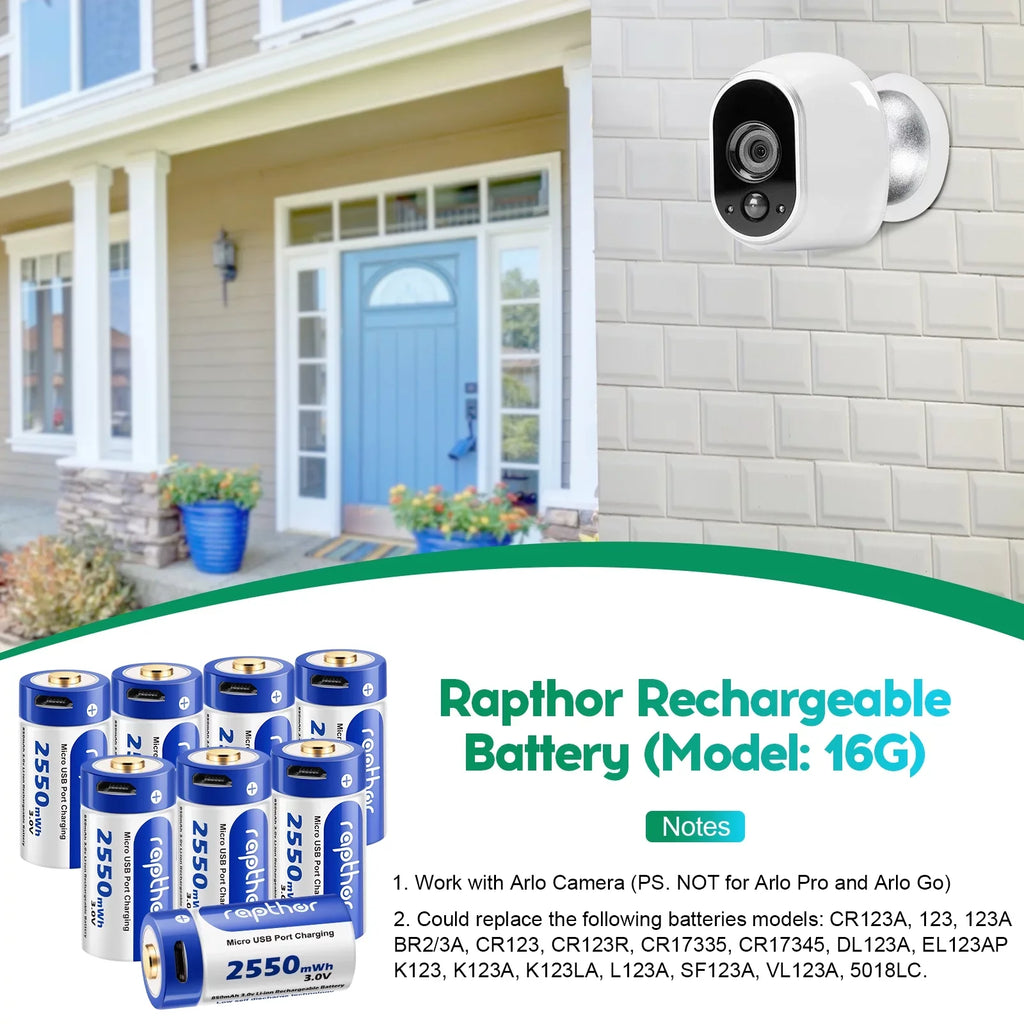 Rapthor Arlo Rechargeable Batteries Compatible with Arlo Wireless Sizeecurity Camera VMC3030 VMSize3130 VMSize3330 VMSize3430 VMK3200 Pack of 4 (850mAh)