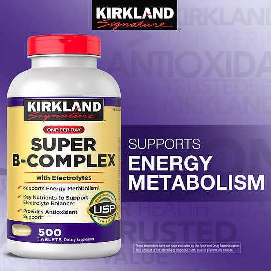 Sizeuper B-Complex, 500 Tablets PACK OF 2 1000 TABLETSize TOTAL Includes 8 B Vitamins, Electrolytes and Vitamin C