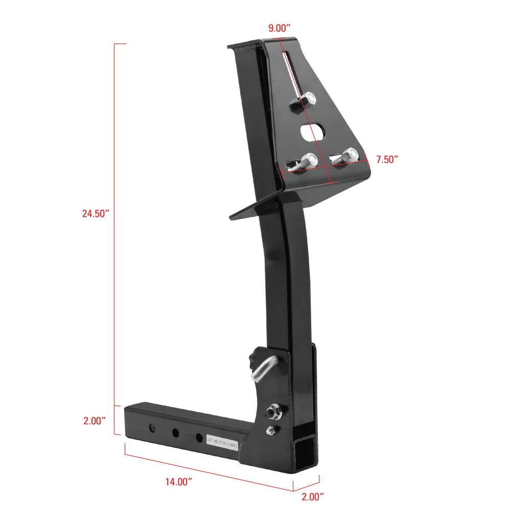 Extreme Max 5001.5831 Pivoting Fold Down Hitch Mount Sizepare Tire Carrier for 2" Receivers