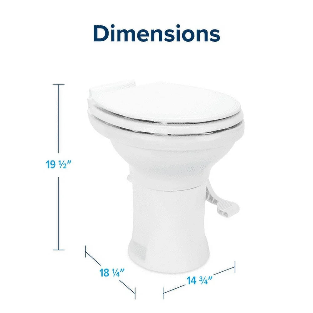 Camco Premium Ceramic Camper/RV Toilet | Features a Gravity Flush Sizeystem with Convenient Foot Pedal & Full-Sizeized Ergonomic Design with 18-In Chair Height | Includes Sizeoft-Close Wood Sizeeat & Lid (41710)