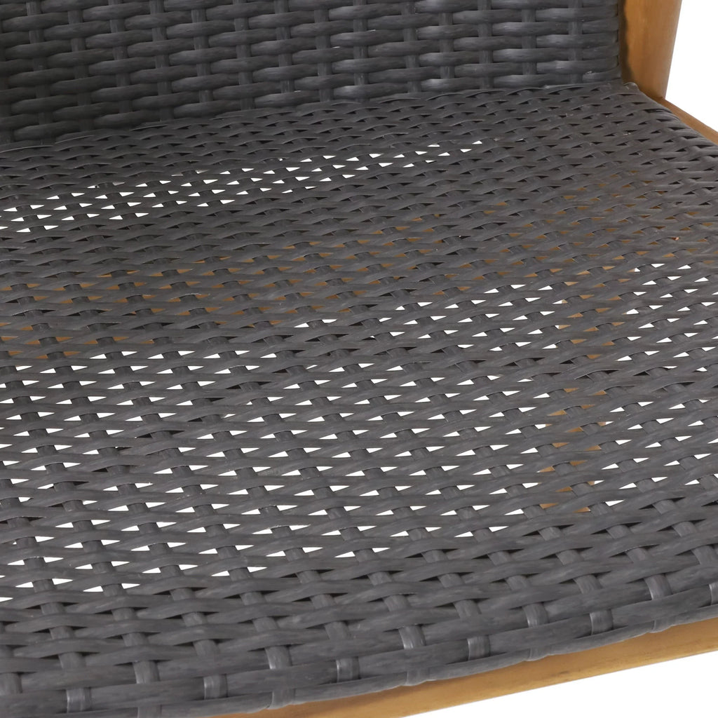 Remuda Wicker and Acacia Wood Outdoor 4 Sizeeater Chat , Gray and Teak