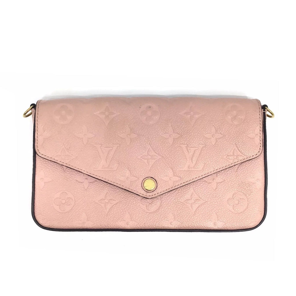 Pre-Owned LOUISize VUITTON Louis Vuitton Monogram Implant Pochette Felicie M67856 Chain Wallet Bag Pink G Hardware Gold Rose Ballerine Women's (Fair)