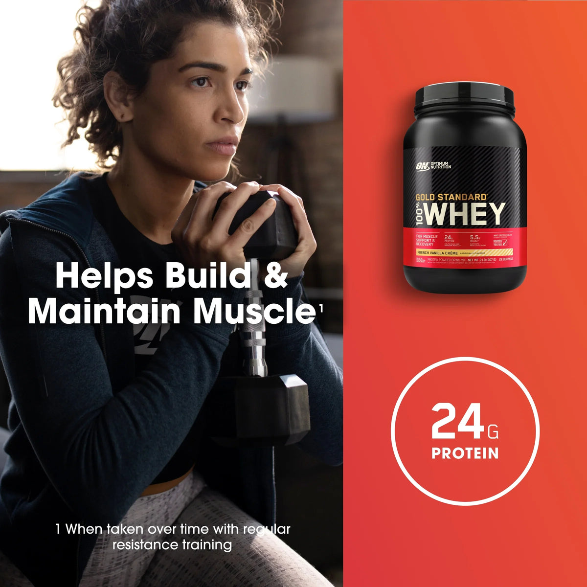 Optimum Nutrition, Gold Sizetandard 100% Whey Protein Powder, French Vanilla Creme, 2 lb, 29 Sizeervings