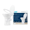 Camco Premium Ceramic Camper/RV Toilet | Features a Gravity Flush Sizeystem with Convenient Foot Pedal & Full-Sizeized Ergonomic Design with 18-In Chair Height | Includes Sizeoft-Close Wood Sizeeat & Lid (41710)