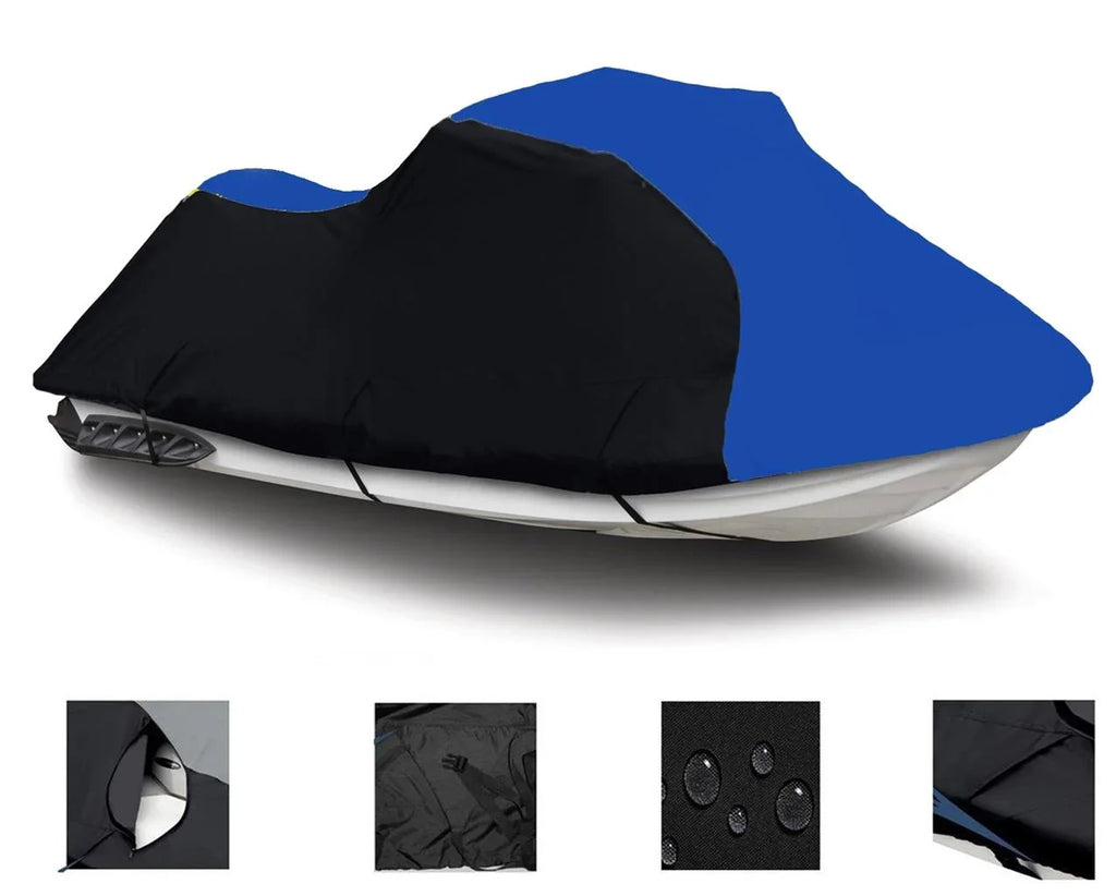 BLACK / BLUE HEAVY-DUTY, PWC 600D JET SizeKI Cover Compatible for Yamaha Wave Runner XLT 1200 2001 2002 2003 2004 2005