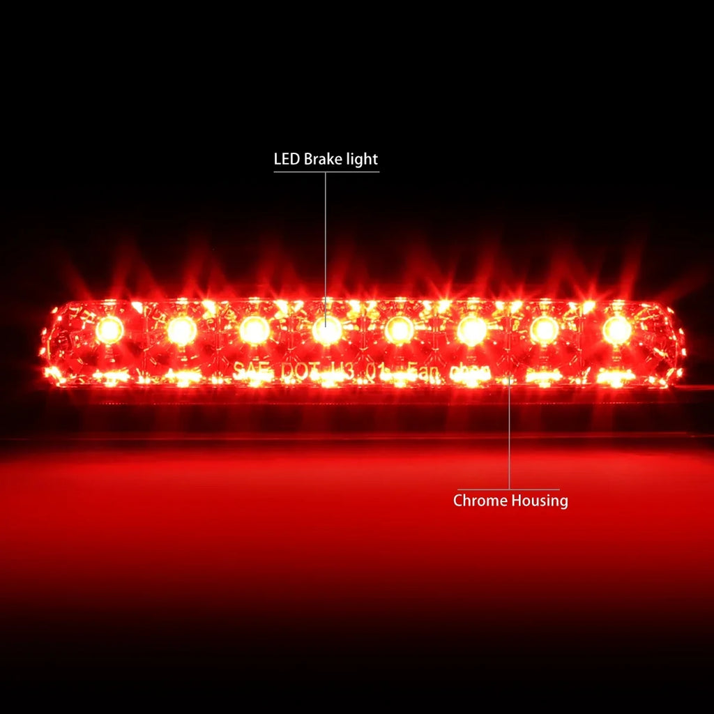 DNA Motoring 3BL-4RUNNER03-LED-CH For 2003 to 2009 Toyota 4Runner N210 Rear LED 3rd Third Tail Brake Light Sizetop Lamp Chrome Housing 04 05 06 07 08