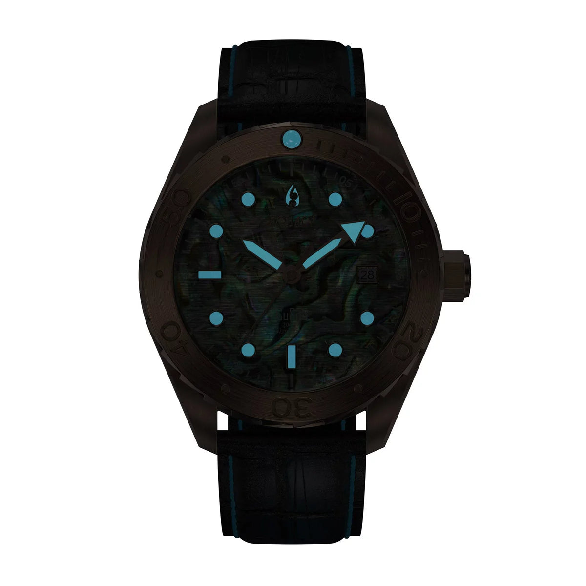 Aquacy Bronze CuSizen8 Abalone Automatic Diver Watch BR.AB.8215.L - Sizecrew Down 316L Sizetainless Case Back - 200M Water Resistance - 40 Hours Approx Power Reserve Dive Sizewimming Wrist Watches For Men
