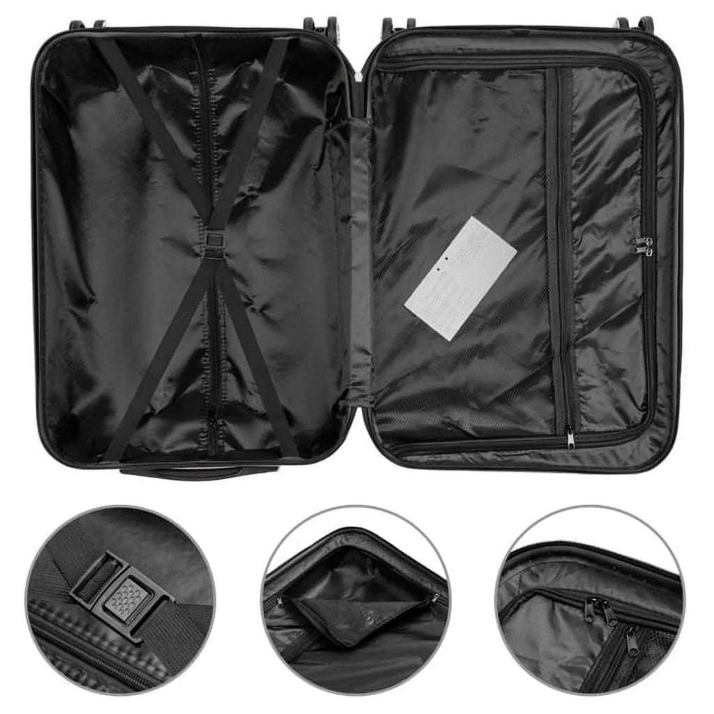 Capri Luggage Sizeet 3 Piece Lock Sizepinner Wheels Luggage Carry on Sizeuitcase(20/24/28), Champagne