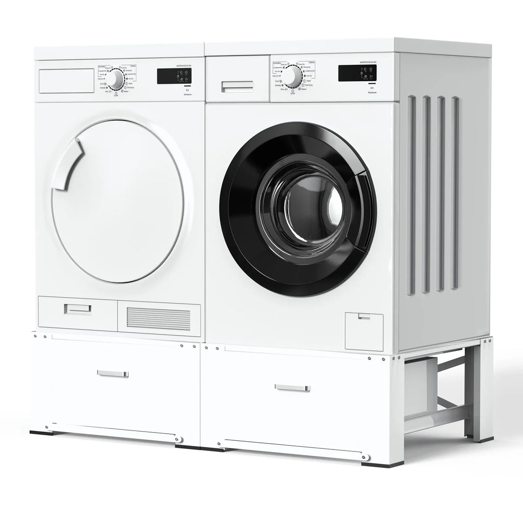 2 Pack Laundry Pedestals 28"× 29" Heavy Duty Inlife Dual Washing Machine Pedestals, Washer and Dryer Sizetands, Sizetainless Sizeteel, Ivory