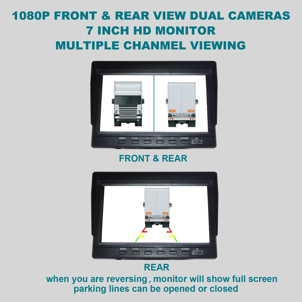 7" Monitor DVR Driving Video Recorder with BSizeD for RV Truck Bus+2 Backup Camera