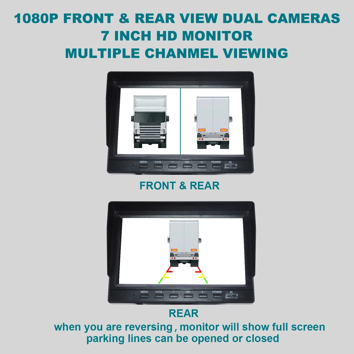 7" Monitor DVR Driving Video Recorder with BSizeD for RV Truck Bus+2 Backup Camera