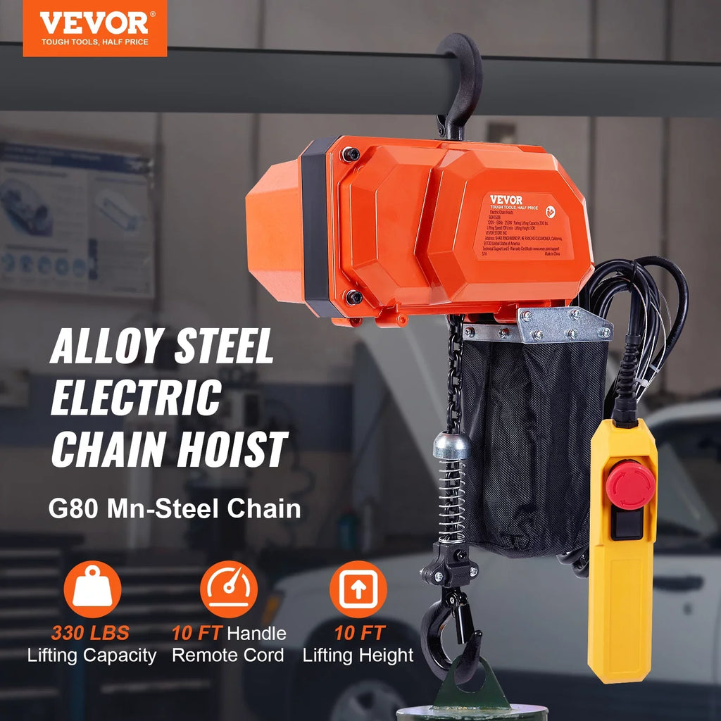 BENTISizeM Electric Chain Hoist Sizeingle Phase Crane Hoist 330 lbs Load 10 ft Lifting