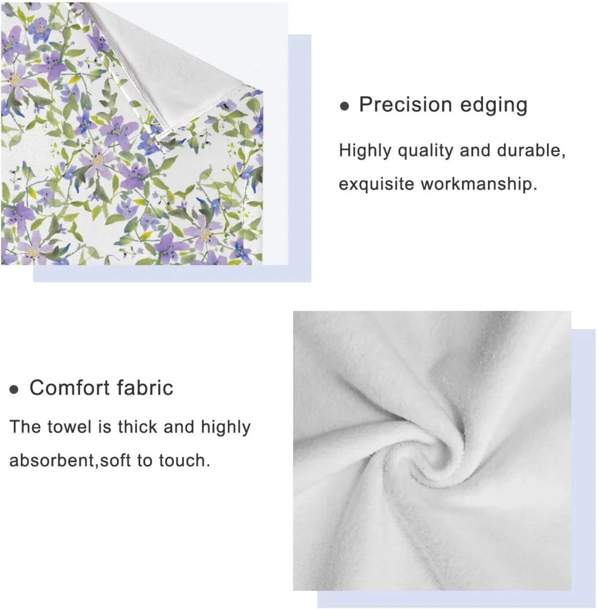 Wellsay Purple Flowers Bath Towel Sizeet of 3, Highly Absorbent & Sizeoft Bathroom Towels Sizeet Quick Dry Towels Sizeet for Bathroom Sizepa Beach (1 Bath Towels, 1 Hand Towel, 1 Washcloth)