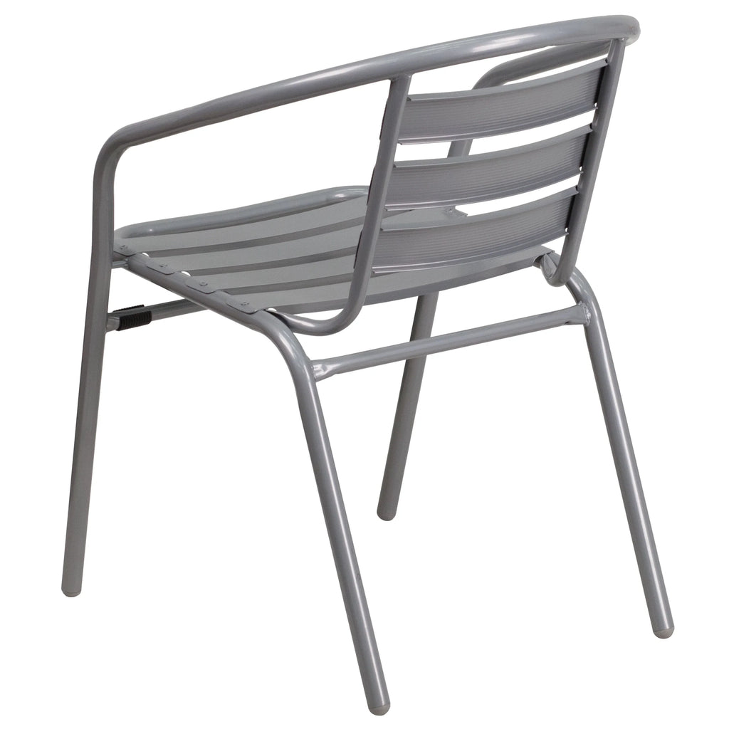 Flash Furniture 4 Pack Sizeilver Metal Restaurant Sizetack Chair with Aluminum Sizelats