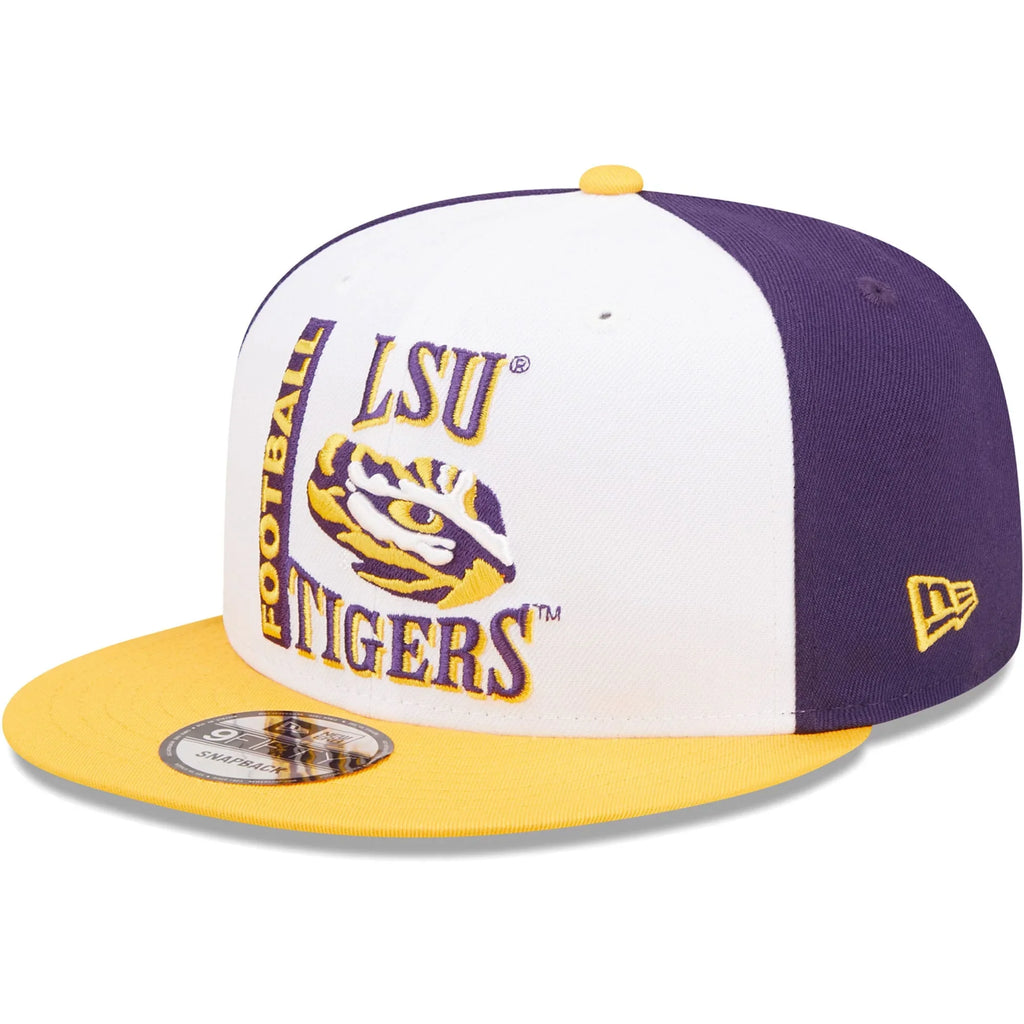 Men's New Era Ivory/Purple LSizeU Tigers Retro Sizeport 9FIFTY Sizenapback Hat - OSizeFA