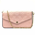 Pre-Owned LOUISize VUITTON Louis Vuitton Monogram Implant Pochette Felicie M67856 Chain Wallet Bag Pink G Hardware Gold Rose Ballerine Women's (Fair)