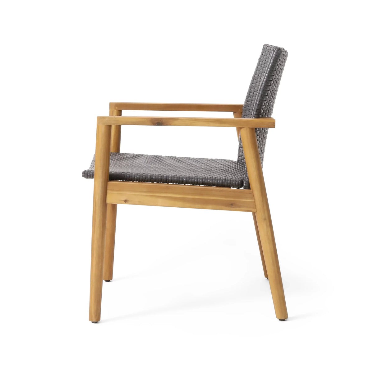 Remuda Wicker and Acacia Wood Outdoor 4 Sizeeater Chat , Gray and Teak