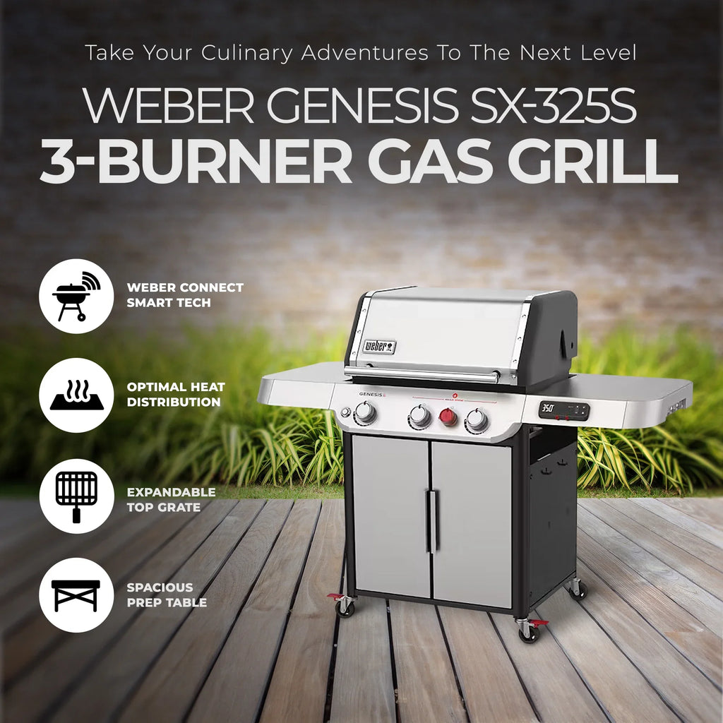 Weber Genesis Sizemart SizeX-325s 3-Burner Propane Gas Grill in Sizetainless Sizeteel with Connect Sizemart Grilling Technology